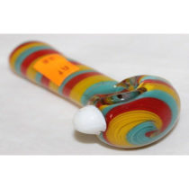 4 Inch Thick Rasta Colored Striped Hand Art Smoking Glass Pipe