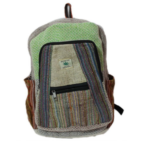 Fashion Cute Travel 100% Pure Hemp Multi Pocket Backpack with Laptop Sleeve 