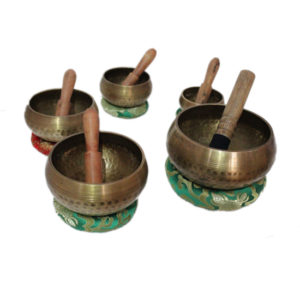 Beaten Tibetan Singing Bowl Set of 5 Hand Hammered