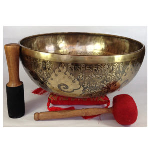 12 Inch Healing Mantra Carved Meditation Tibetan Singing Bowl