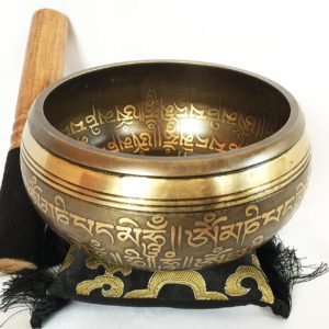 20.5 Cm Inside Buddha Mantra Carved Himalayan Singing Bowl