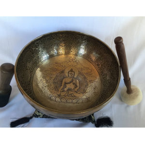 29 cm Hand Carving Mantras Carved Himalayan Singing Bowl