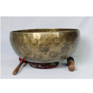 27Cm Top quality 9 Metal Mantra Carved Dorje Singing Bowl