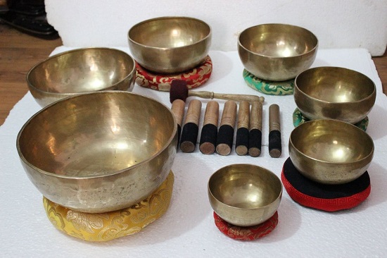 Chakra Healing Tibetan Bronze Singing Bowl 7 Sets of Meditation Bowls From Nepal 